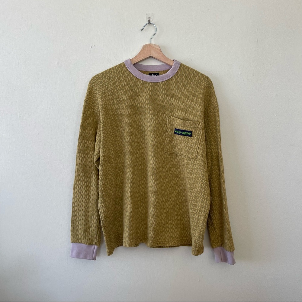 Brain Dead Olive and Lavender Crewneck Sweater